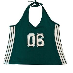 Rebellious One Dark Green Halter Tank with White '06' Graphic